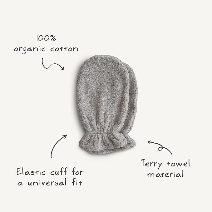 mushie Baby Bath Mitt | Organic Cotton | Pack of 2 (Pearl)
