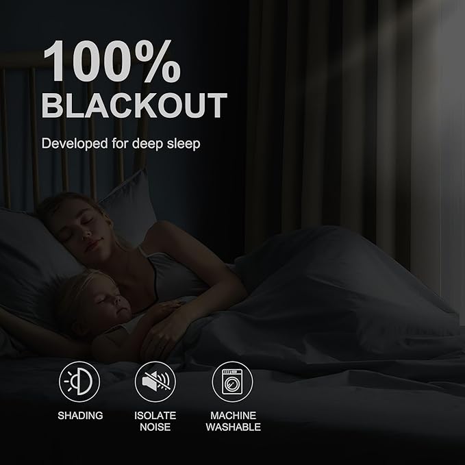 NICETOWN Blackout Curtains for Bedroom, Grommet Privacy 100% Blackout Drapery 96 inches Length Thermal Insulated Curtains for Living Room, 2 Panels, 52W x 96L, Cream