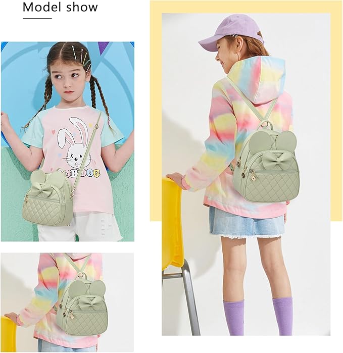 KL928 Girls Bowknot Polka Dot Cute Mini Backpack Small Daypacks Convertible Shoulder Bag Purse for Women