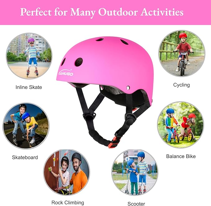 KAMUGO Kids Bike Helmet,Toddler Helmet Adjustable Kids Bicycle Helmet Girls Or Boys Ages 2-8/8-14 Years Old Multi-Sports for Cycling Skateboard Scooter