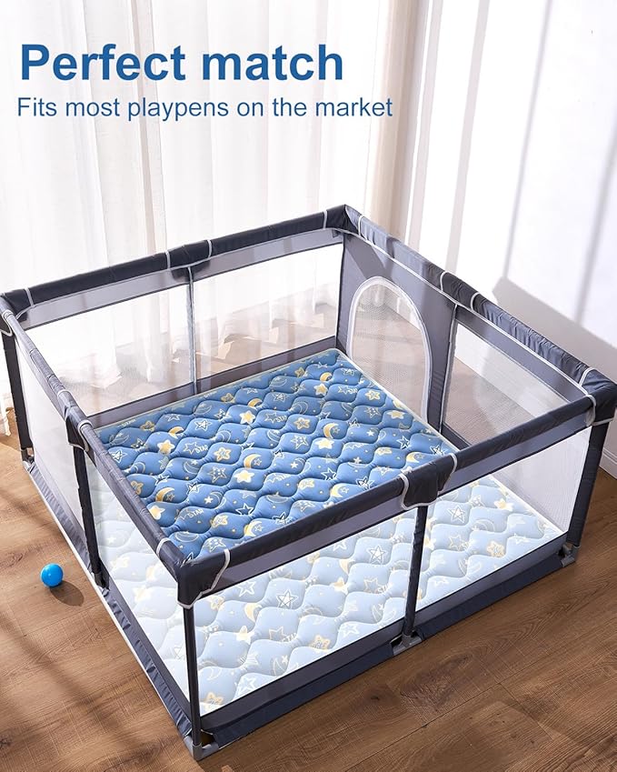 Odorless Premium Foam Baby Play Mat 4ft x 6ft, Soft Microfiber Fabric Crawling Mat for Floor- Comfortable and Hypoallergenic, Non-Slip Cushioned Floor Playpen mat for Infants,Babies,Toddlers