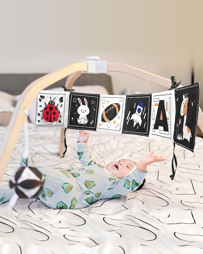 Infinno High Contrast Baby Toys for Newborn, Tummy Time Mirror Black and White Toys for 0-6 Months, Visual Sensory for Infant 0-3-6 Months, Newborn Baby Registry Essential Stuffers