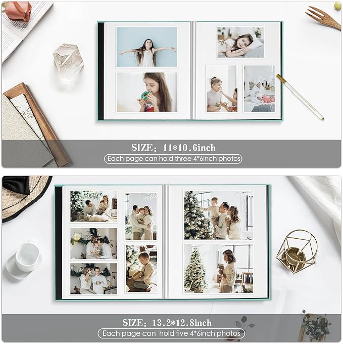 Spbapr Large Photo Album Self Adhesive 60 Pages Linen cover DIY Magnetic Scrapbook album with A Metal Pen Hold 4x6 5x7 6x8 8x10 10x12 Pictures