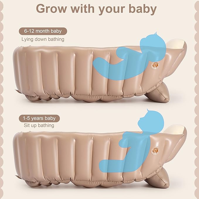 MINK Inflatable Bathtub for Toddlers - Portable Baby Tub with Built-in Air Pump - Collapsible Design for Easy Storage - Perfect for Newborns to Infants