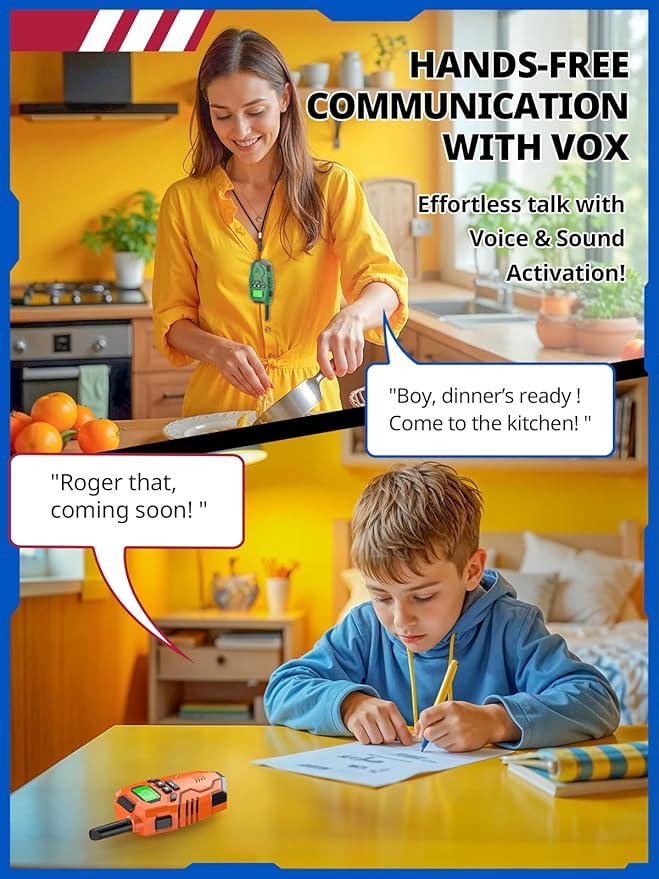 Walkie Talkies Toys for Kids Rechargeable, Long Range 2 Way Radio, Outdoor Beach Camping Road Trip Role Play Toys for 3 4 5 8-12 Year Old Boys Birthday Xmas Gift for Kids, 3 Pack