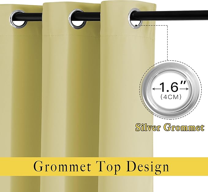 NICETOWN Paler Yellow Room Darkening Curtains 84 inch Length 2 Panels, Grommet Thermal Insulated Window Treatments Light & Sound Reducing Drapes for Living Room/Bedroom, W46 x L84