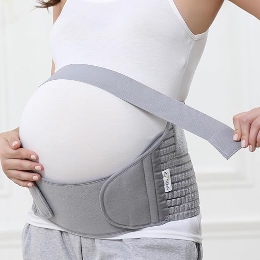 NeoTech Care Pregnancy Support Maternity Belt, Waist/Back/Abdomen Band, Belly Brace (Size M, Grey Color)