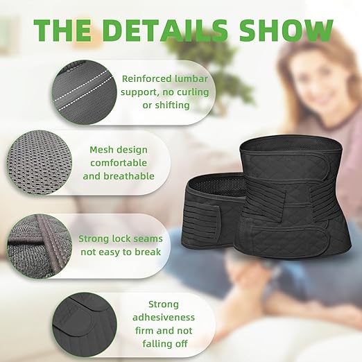 2 in 1 Postpartum Belly Band Wrap Black, C-Section Support Belt XX-Large, Post Partum Support Recovery Waist/Pelvis Belt, Hysterectomy Belly Band Binder Girdle Stomach