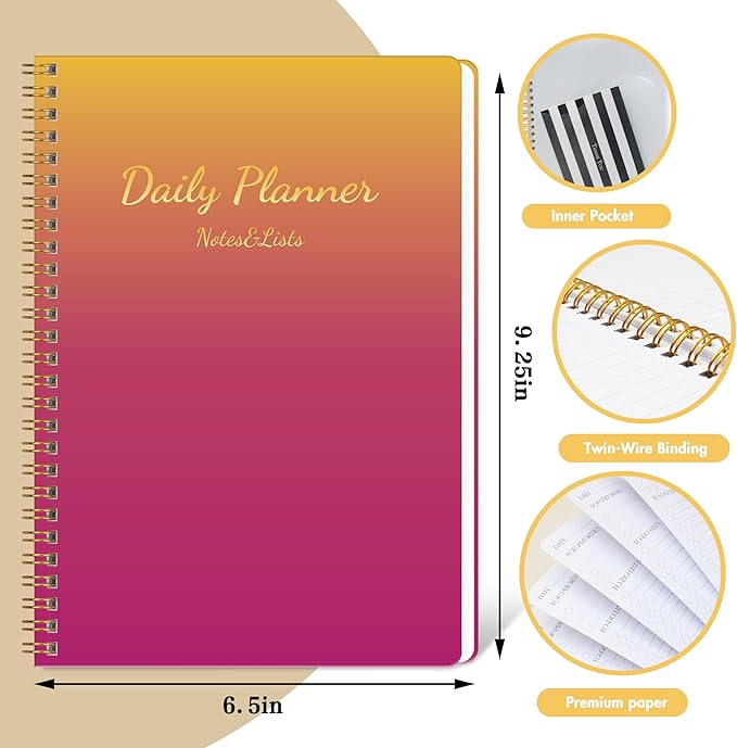 Cute Daily Planner Undated & To Do List Notebook for Work: With Hourly Schedule, 80 days Day on a Page Planner for Life Tasks - Day & Hour Agenda, Organizer Journal For Women or Men Purple