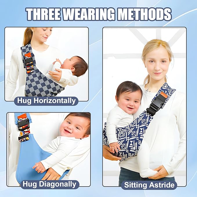 Baby Sling Carrier 2025 Baby Carrier Newborn to Toddler Sling Lightweight Baby Carrier Sling with Adjustable Straps Toddler Carrier Baby Wrap Sling for 10-30 lbs(Black Sailboat)