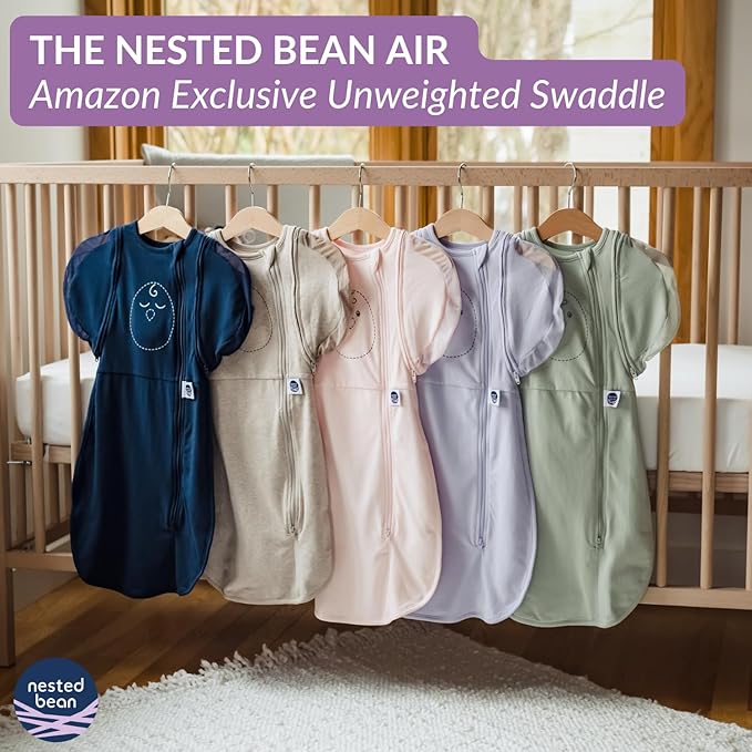 Nested Bean Air 6-in-1 Adaptable Baby Sleep Sack - Unweighted - Comfort & Safety for Natural Sleep, Preferred Arm Position Reduces Startle Reflex, Better for Baby, SM (13-18.5 lbs.) Sage