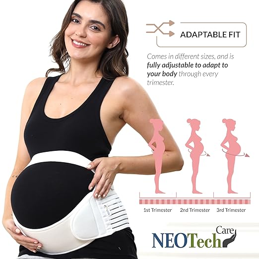 NeoTech Care Pregnancy Support Maternity Belt, Waist/Back/Abdomen Band, Belly Brace (Size L, Ivory Color)