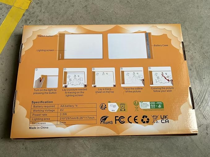 IMAGE Light Up Tracing Pad Orange Drawing Tablet Coloring Board for Kids Children Toy Gift for Girls Boy (Includes 10 Traceable Sheets and Two Clips)