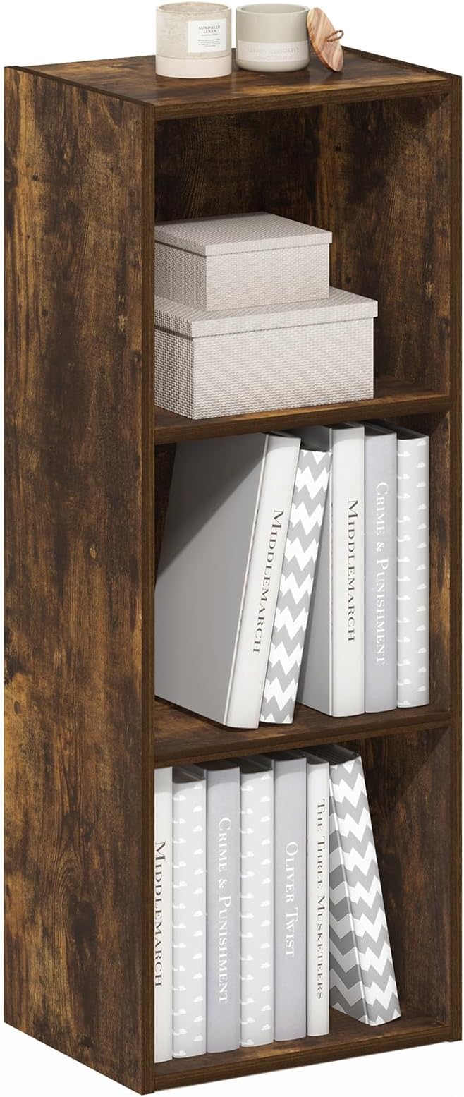 Furinno Luder 3-Tier Open Shelf Bookcase, Bookshelf, Amber Pine