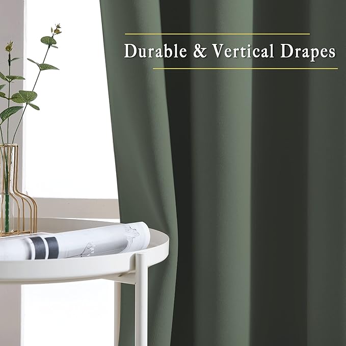 NICETOWN Blackout Curtains for Sliding Glass Door, Grommet Thermal Window Treatment Room Dividers Curtains for Living Room/Bedroom, Dark Mallard, 2 Panels, W66 x L102