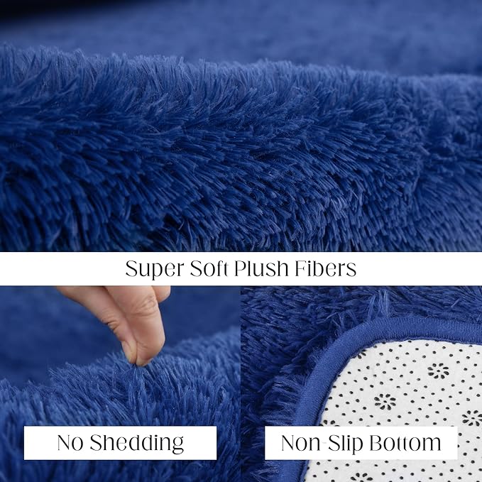 4x6 Blue Rug, Area Rugs for Living Room, Soft Plush Area Rugs for Bedroom, Non-Slip Indoor Carpet for Nursery, Study Room, Playroom, Home Decor