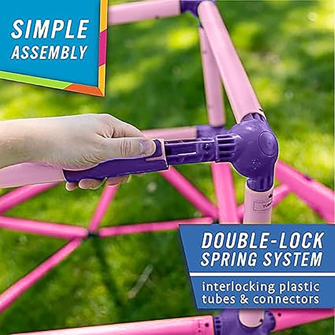 Eezy Peezy Monkey Bars Climbing Tower - Active Outdoor Fun for Kids Ages 3 to 8 Years Old, Pink