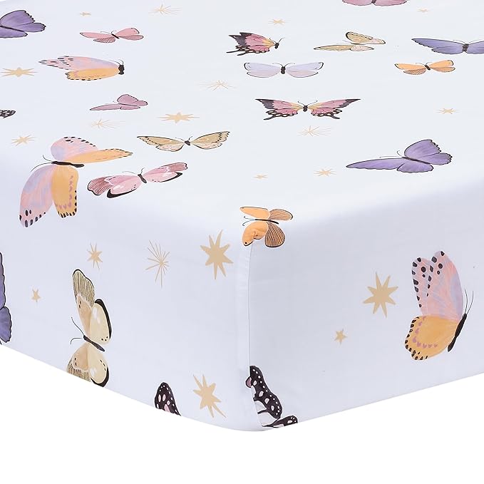 Lambs & Ivy Butterfly Dreams Pink/Gold 3-Piece Nursery Baby Crib Bedding Set