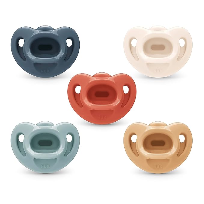 NUK Timeless Comfy Pacifier | 100% Silicone, One-Piece Design | BPA-Free, Gentle on Baby’s Skin | 5-Pack, for 0-6M