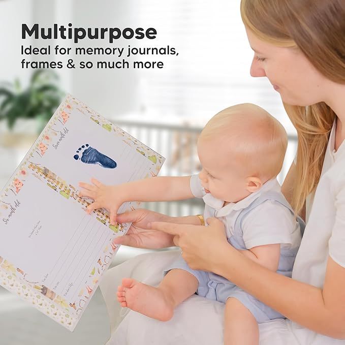 4-Pack Inkless Baby Hand and Footprint Kit - Mess Free Ink Pad for Newborn Keepsake, Dog Nose & Paw Print Kit, Clean Touch Ink Pad for Baby Hand & Footprints, Ideal New Mom Gifts (Navy)