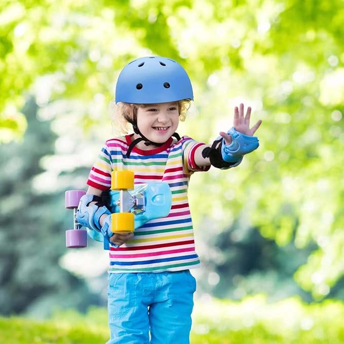 Kids Bike Helmet Set Adjustable for Children, Boys, Girls and Teenagers Aged 3-8 Years Includes Elbow, Knee, Wrist Guards Children's Helmet Protection Set for Bikes SkateboardsRollerskates
