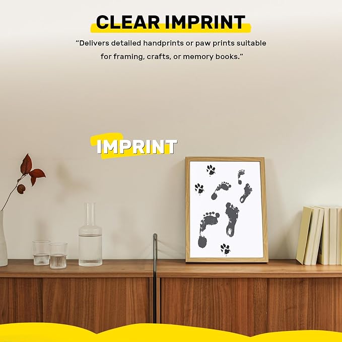 Inkless Baby Hand and Footprint Kit with Mess-Free Ink Pad – Baby Safe Ink Pad for Hand, Foot & Paw Prints – Newborn Footprint & Paw Print Kit for Dogs and Cats – 16 Cards(Jet Black, Jumbo)