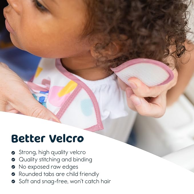 Tiny Twinkle Mess Proof Baby Bibs for Eating - Waterproof, Wipeable Bibs - Toddler Bibs - Travel Friendly - PFAS, PVC, BPA, Phthalate Free - Baby Food Bibs (3 Pack,Blush, Burgundy)