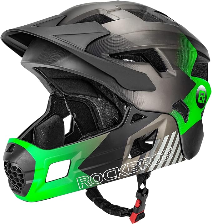 ROCKBROS Kids Bike Helmet Adjustable Detachable Full Face Bike Helmet for Children Bicycle, Skateboard, Scooter, Protective Gear