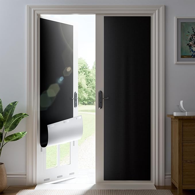 46" W x 72" L 100% Portable Blackout Curtains, Total Darkness No-Drill Black Out Window Cover,Temporary Blackout Shades with Hook & Loop Tape, for Bedroom, Nursery, Dorm, Travel (Black)