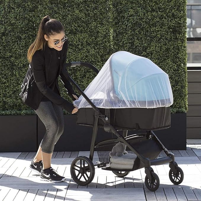 Durable Baby Stroller Mosquito Net (2 Pack) - Universal Elastic Edge Mesh Cover for Bassinets, Cradles, Playards, Car Seats & Mini Cribs | Breathable Travel Essential Newborn Protection (Black+White)