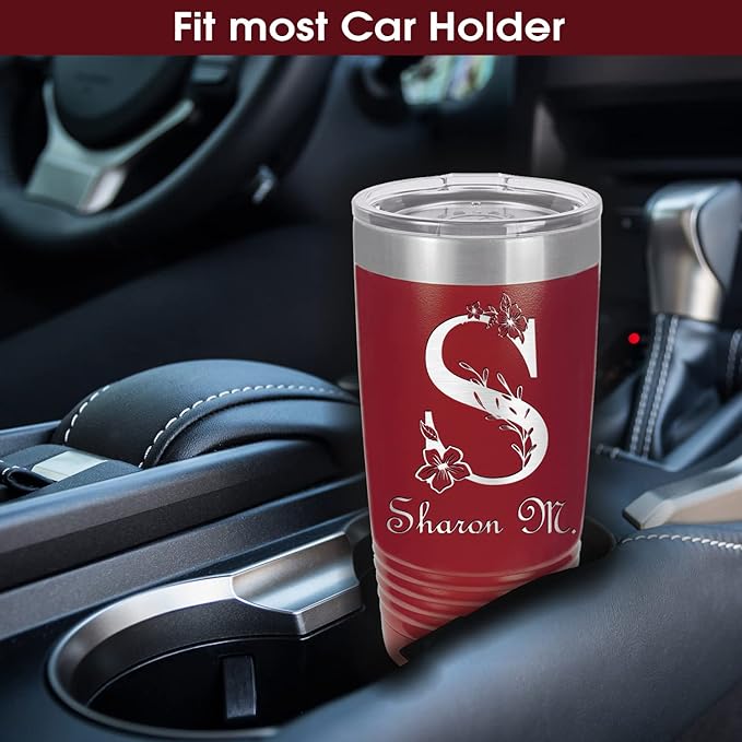 Personalized Tumbler for Women, Custom Coffee Travel Mug, Valentine's Day Gift, Mother’s Day Gift, Small Tumbler with Lid, Keep Drinks Cold and Hot, Engraved Name by iProductsUS (Red, 20oz)