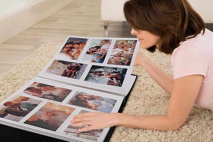 RECUTMS Photo Album Self Adhesive Magnetic DIY Scrapbook 60 Pages 13.3 x 13.4 (Inches) Accommodate 8X10 6X8 5X7 4X6 Photo Wedding Album Memory Book (Red)