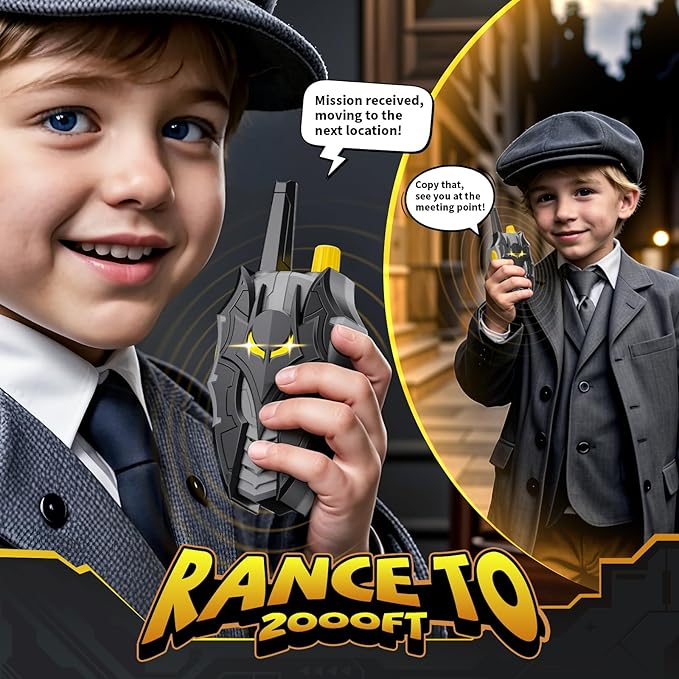 Bat Walkie Talkies for Kids with Flashing Eye Lights, Stealth Spaceship & Winged Dart Design, 2 Pack 2 Way Radio 3-12 Year Old Boy Toys, Outdoor Hiking Toys for Kid 3-5 4-6 6-8 8-10 Boys Birthday Gift