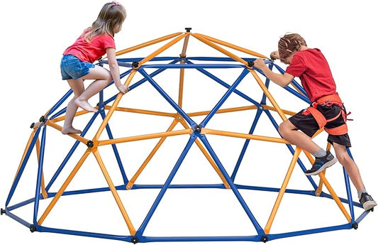 JAXPETY 10 FT Climbing Dome, Toddler Outdoor Climbing Toys, Kids Jungle Gym for Backyard, Playground Doorway Geometric Dome for Kids 8-12 Climber, Metal Outside Climbing Gym, Capacity 500 Lbs