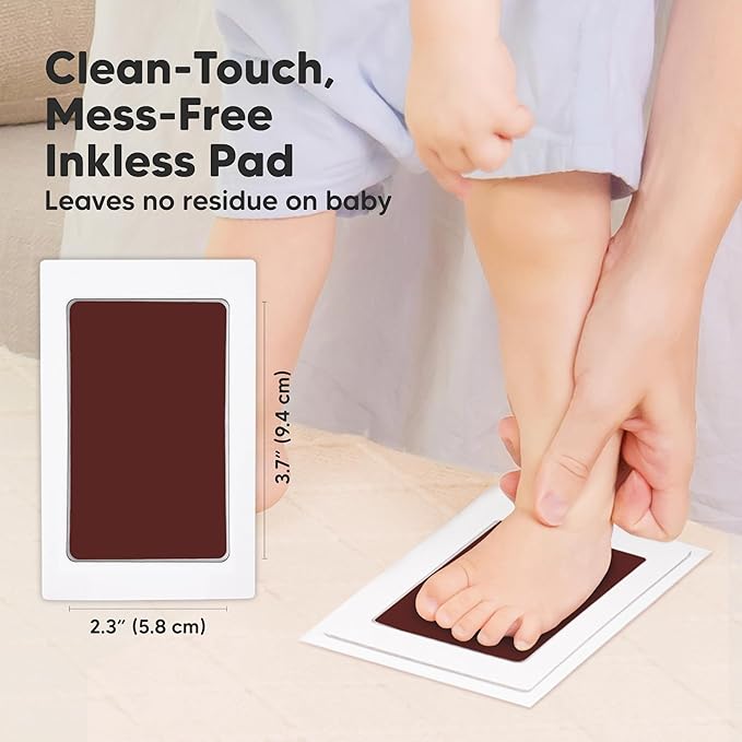 4-Pack Inkless Baby Hand and Footprint Kit - Mess Free Ink Pad for Newborn Keepsake, Dog Nose & Paw Print Kit, Clean Touch Ink Pad for Baby Hand & Footprints, Ideal New Mom Gifts (Auburn)