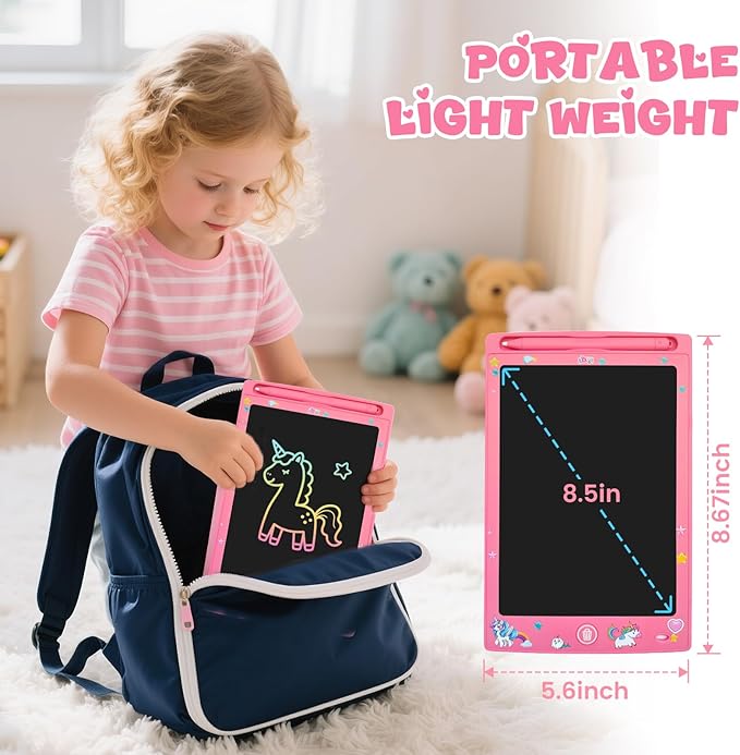 2 Pack LCD Writing Tablet for Kids, Erasable and Reusable Toddler Doodle Board in 8.5 inch, Ideal Educational Drawing Pad for Learning Toy for Ages 3-8 Gifts for Girls Boys