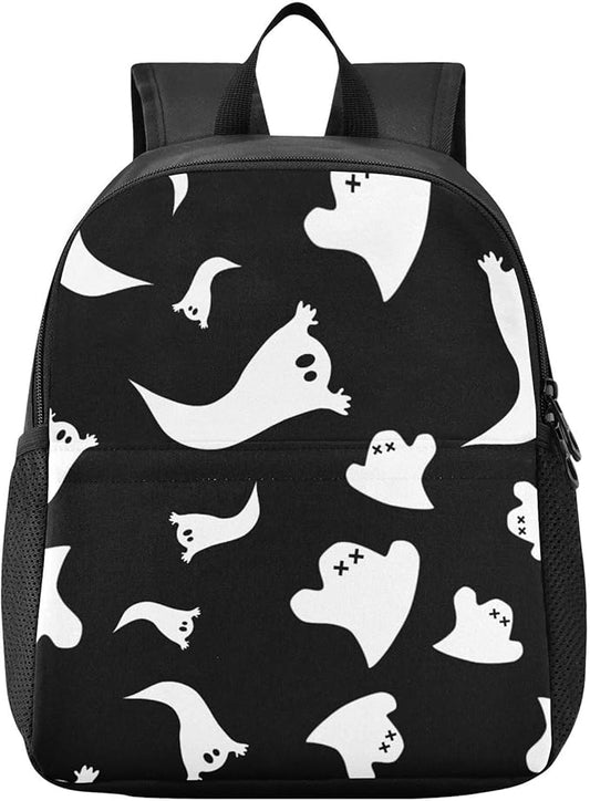 Halloween Ghost Toddler Backpack Waterproof Mini Backpack Boys/Girls Cute Small Backpack Kindergarten Pre School Bags 13 Inch