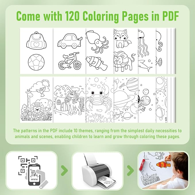 Paint Sticks for Kids 24 Colors, Quick Drying, Smooth, Non-Toxic and Washable Tempera Paint Sticks with 120 PDF Coloring Pages and 30 Stickers, Toddler Art Supplies for Drawing