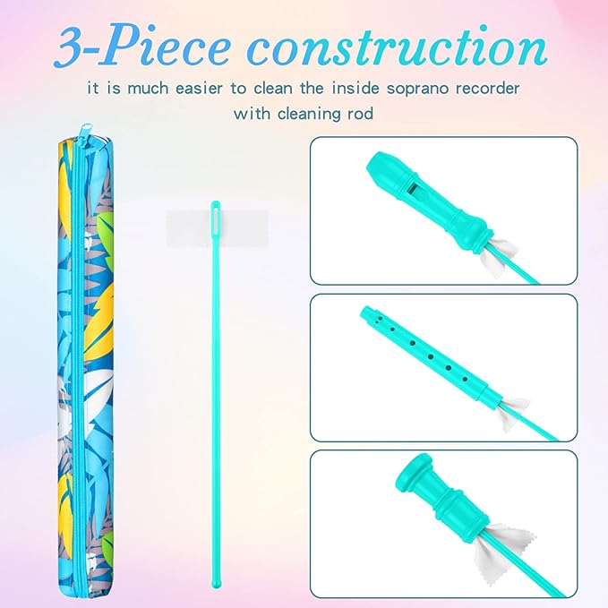 Descant Soprano Recorder Music Recorder Instrument for Kids Flute Kids Recorder with Cleaning Rod + Case Bag…