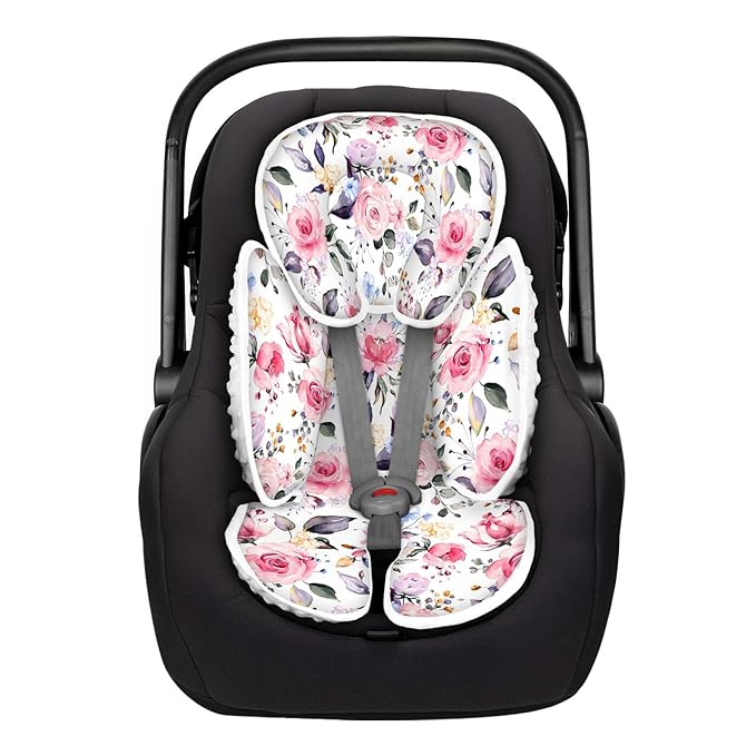 Infant Car Seat Insert, 2-in-1 Reversible Baby Carseat Head Support for Newborn, Soft Carseat Insert Cushion for Baby Girls, Adjustable Baby Headrest for Strollers