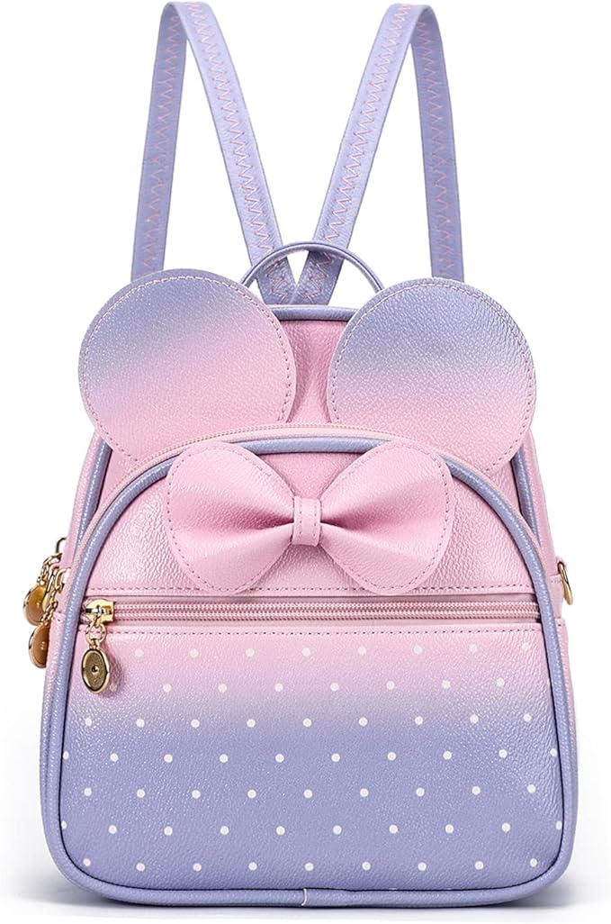 KL928 Girls Bowknot Polka Dot Cute Mini Backpack Small Daypacks Convertible Shoulder Bag Purse for Women