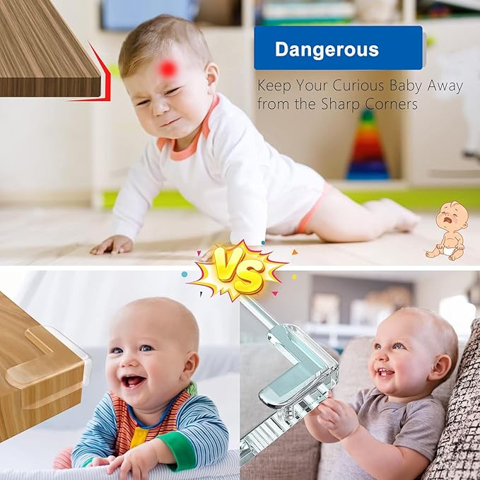 24 Pack Corner Protector for Baby, Corner Guards Corner Protectors for Furniture for Table Edges & Sharp Corners- Baby Proofing (L Shape+Round Shape)