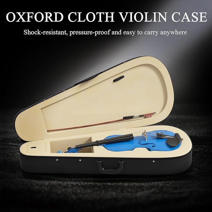 Beginner Violin 4/4, Full Size Violin for Adults, Teens, Student, Acoustic Fiddle Kit with Hard Case, Bow, Rosin, Bridge, Learners Age 12+ (Dark Blue)
