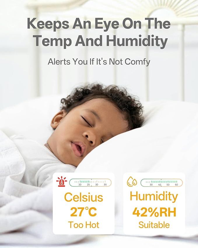 ARENTI Baby Monitor, Cry & Motion Detection, 2K Smart Baby Camera with 5-Inch Upgraded Wireless Display, Two Way Audio, Super Night Vision, Temp & Humidity Sensor, Lullabies