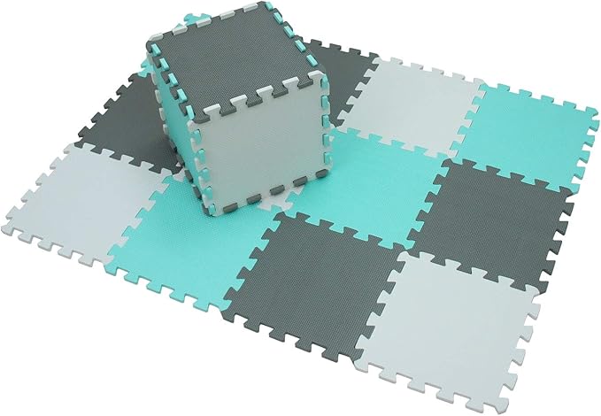 XMTMMD Soft Non-Toxic Foam Baby Play Mat | Toddler Playmat | EVA Foam Interlocking Tiles for Gym, Nursery, Playroom | 18 Squares Foam Floor Mats for Kids & Babies | Colorful Jigsaw Puzzle Play Mat