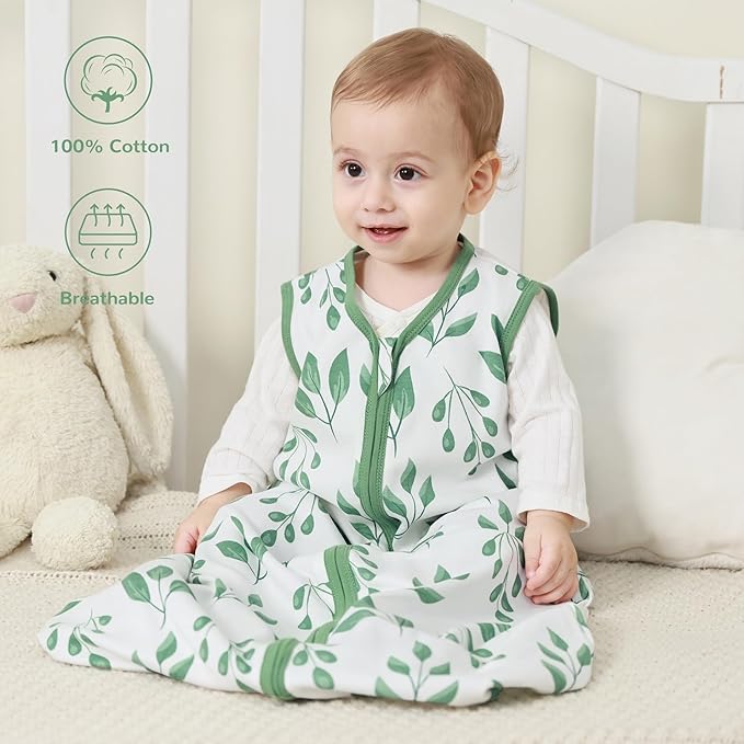 JELLYMONI Baby Sleep Sack 12-18 Months 100% Cotton Wearable Blanket, 0.5 TOG Soft Lightweight Toddler Sleeping Sack 3 Pack 2-Way Zipper Newborn Sleep Sacks