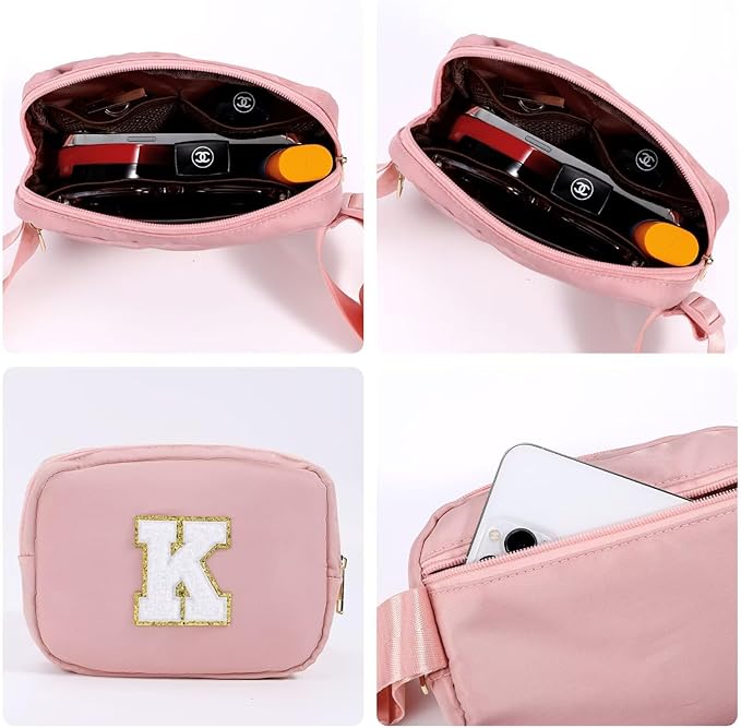 YOOLIFE Initial Crossbody Bags for Women - Belt Bag Fanny Packs for Women Cross Body Bag Sling Bag Black Small Waist Packs Mothers Day Gifts Travel Accessories Monogrammed Gifts I