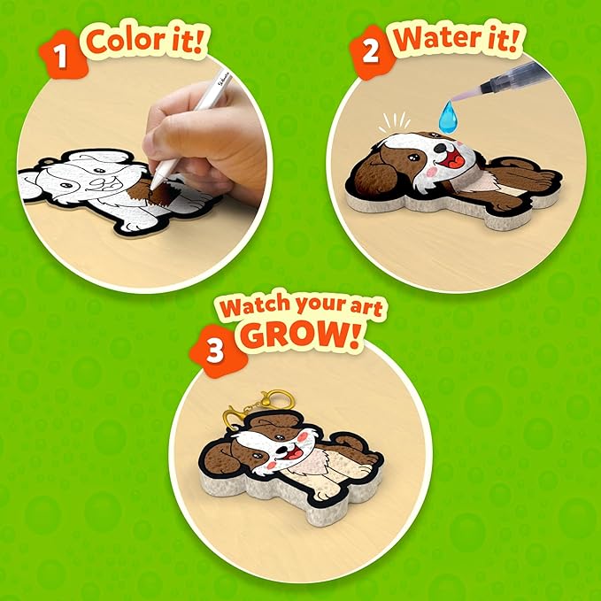 Skillmatics 3D Art Kit - Aqua Puffs Animals, Mess-Free Paint by Number Craft for Kids, DIY Color & Inflate Activity, Travel & Creative Gift for Girls & Boys Ages 4, 5, 6, 7, 8, 9, 10