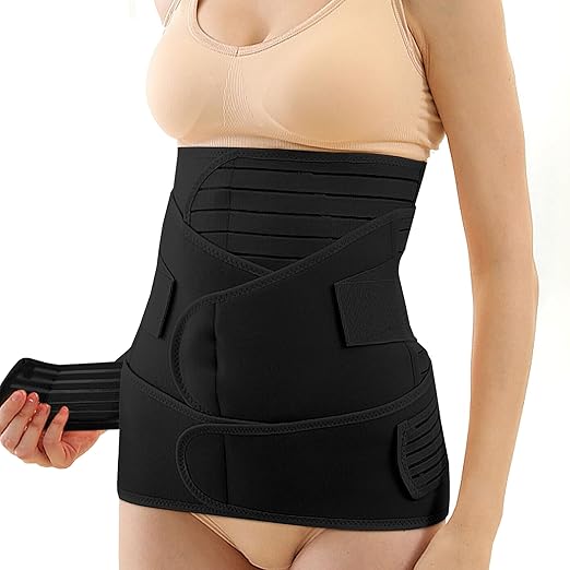 3 in 1 Postpartum Belly Band (Black), Post Partum Waist Binder, Posture Correction Abdominal Binder, Belly Band Postpartum Belly Wrap, Postpartum Belly Wrap (For waistline 33"-41", XL)