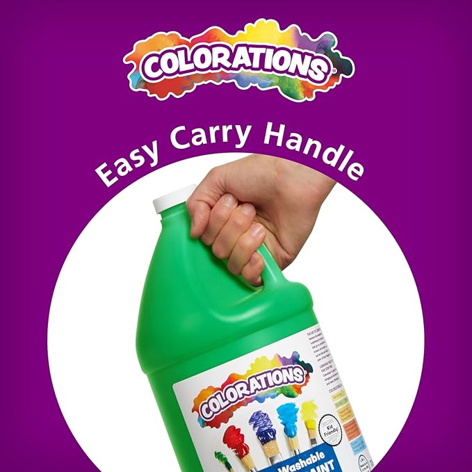 Colorations Washable Tempera Paint, Classroom Art Supplies, School Paints, Gallon Size, 12 Colors, Non Toxic, Bright Bold Color, Kids Paint, Craft, Hobby, Fun, Crafting Supply, Paint Set